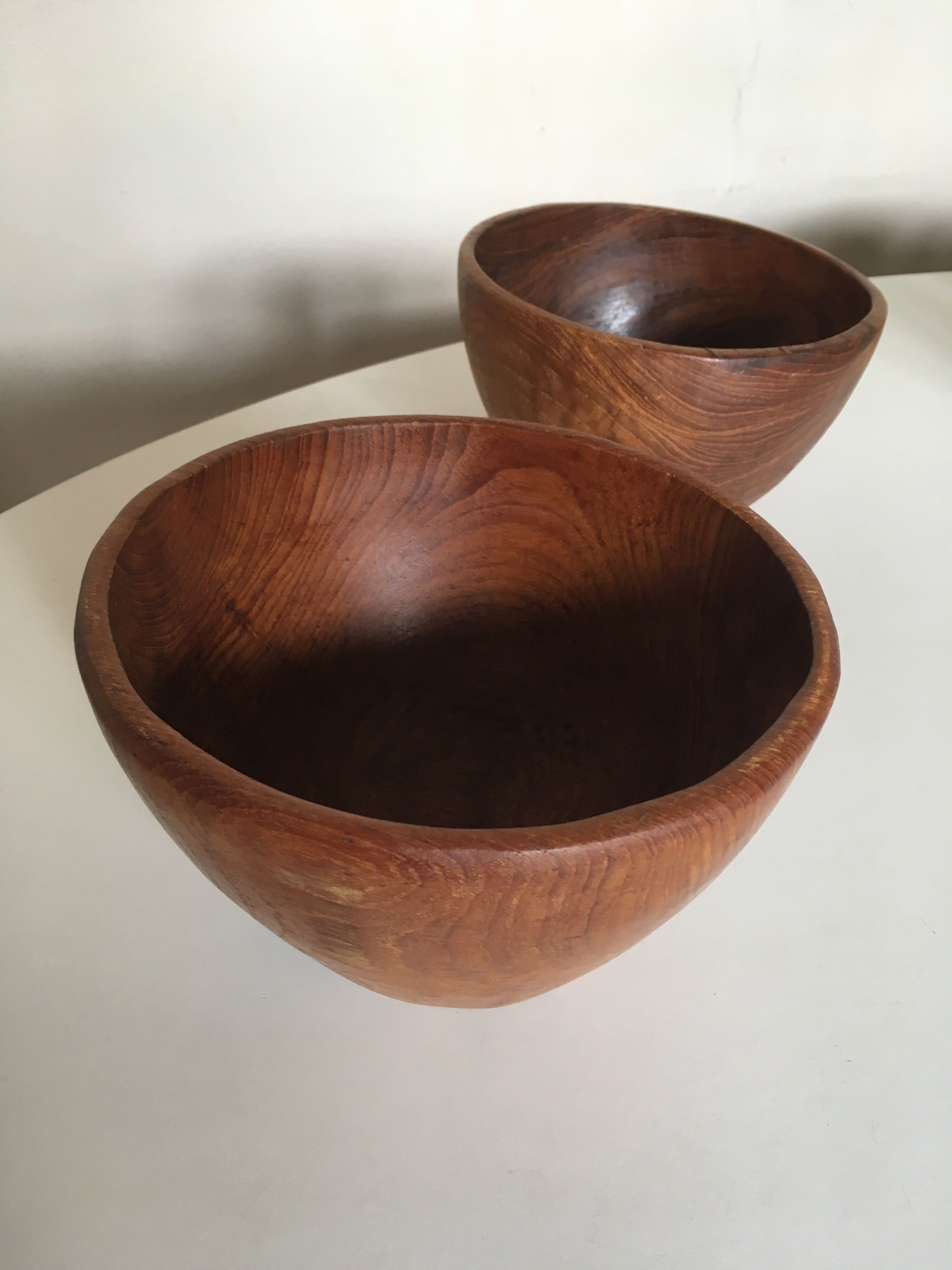 Pair of teak bowls