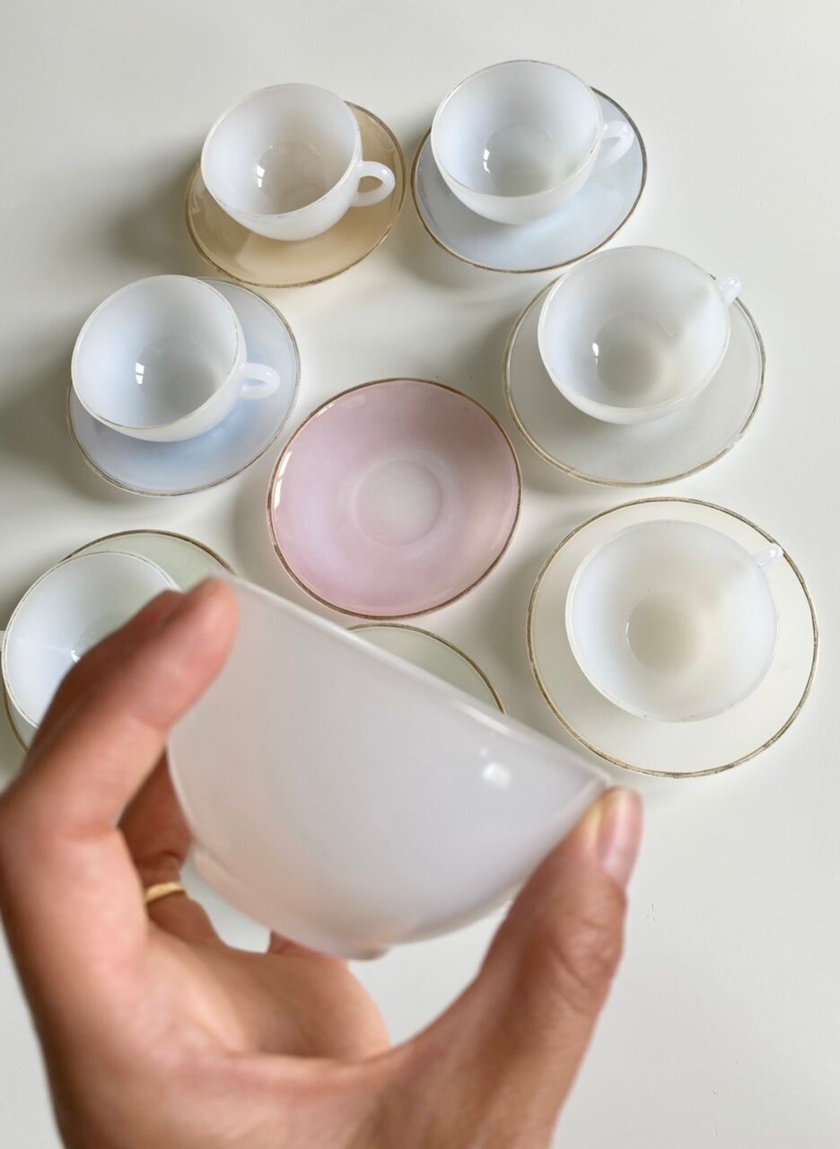 Harlequin Arcopal coffee service