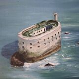 Oil on canvas by Roland Rochefort signed and framed Fort Boyard