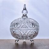 Large antique Bohemian crystal candy dish