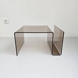 Smoked plexiglass magazine rack side table