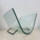 Porte-revues post-moderne en verre courbé Fiam Italy, années 1980