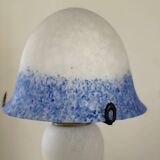 Lampe champignon vintage en pâte de verre – Bleu et blanc – Double éclairag