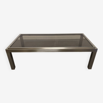 Brass coffee table brushed effect of the 60s/70s