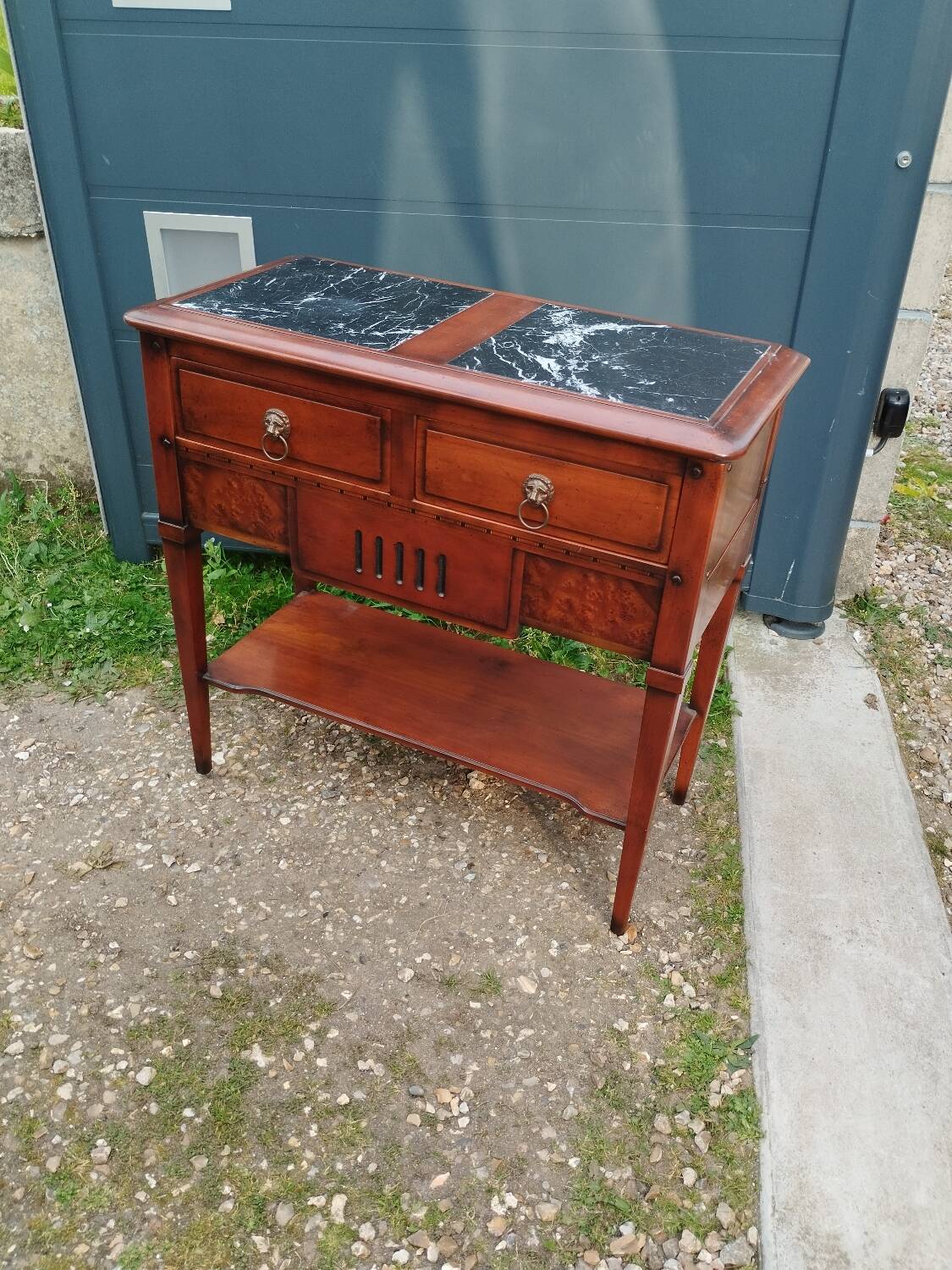 Bedside console old marble top Louis XVI style