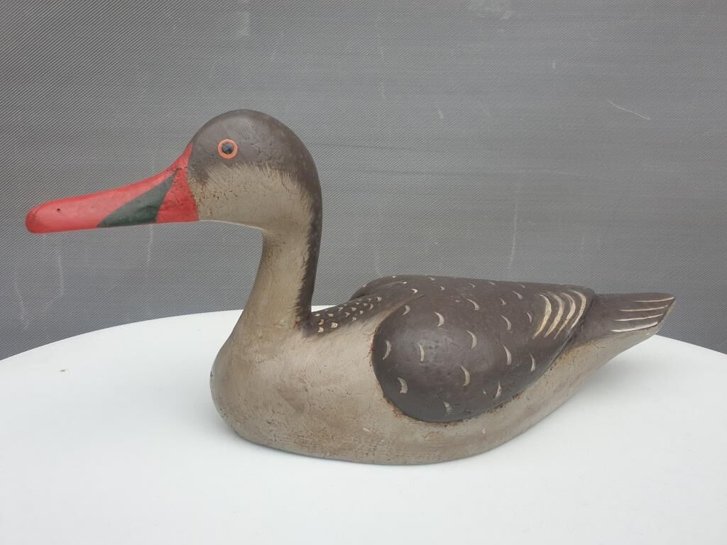 Canard à bec rouge bois peint