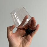 6 vintage translucent pink glasses with black stems