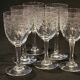 6 old Port stemmed glasses in engraved baccarat crystal