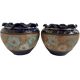 Pair, cache pots, royal doulton, english earthenware, 1920-1930, floral decoration, blue and gold, marks in