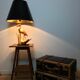Heron lamp, golden brass animal style