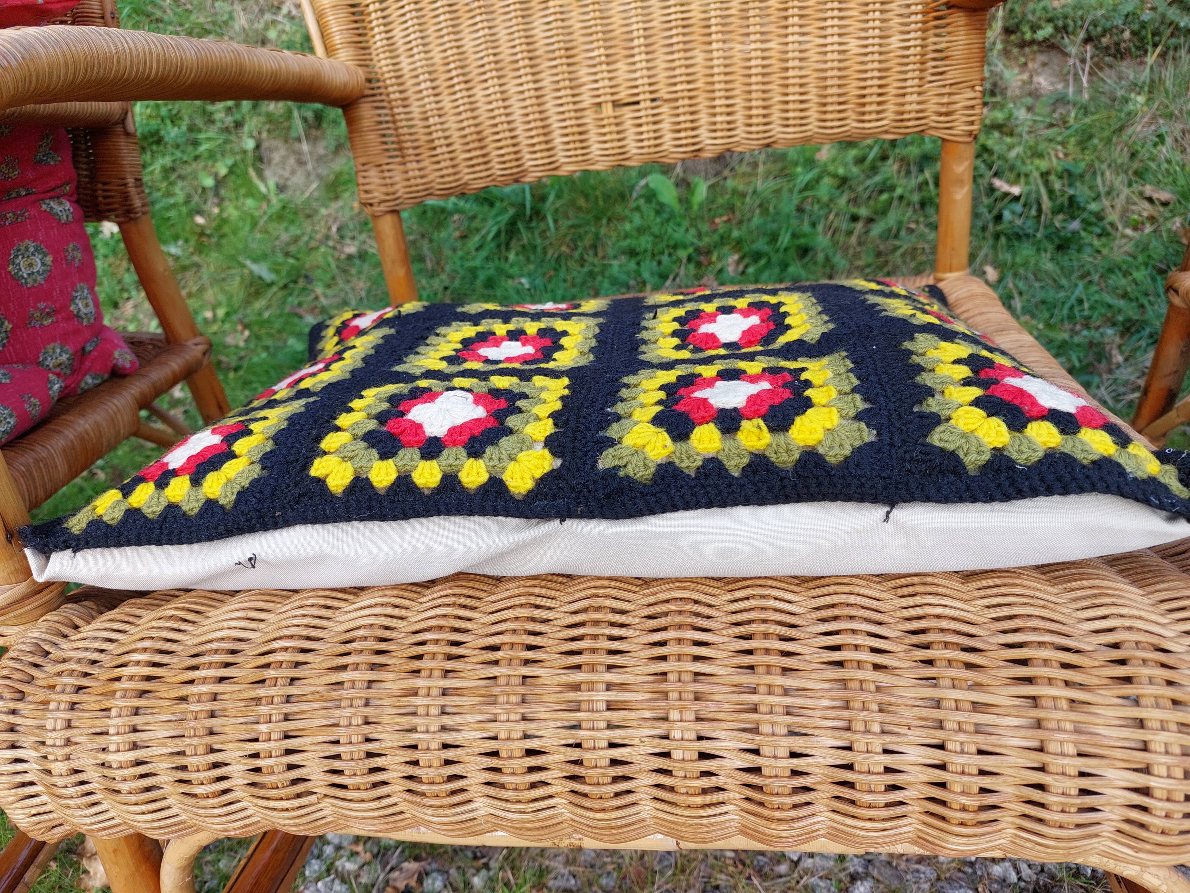 wicker armchair, bamboo wood