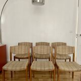 Lot of 6 vintage style Baumann wooden textile chairs.