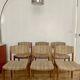 Lot of 6 vintage style Baumann wooden textile chairs.