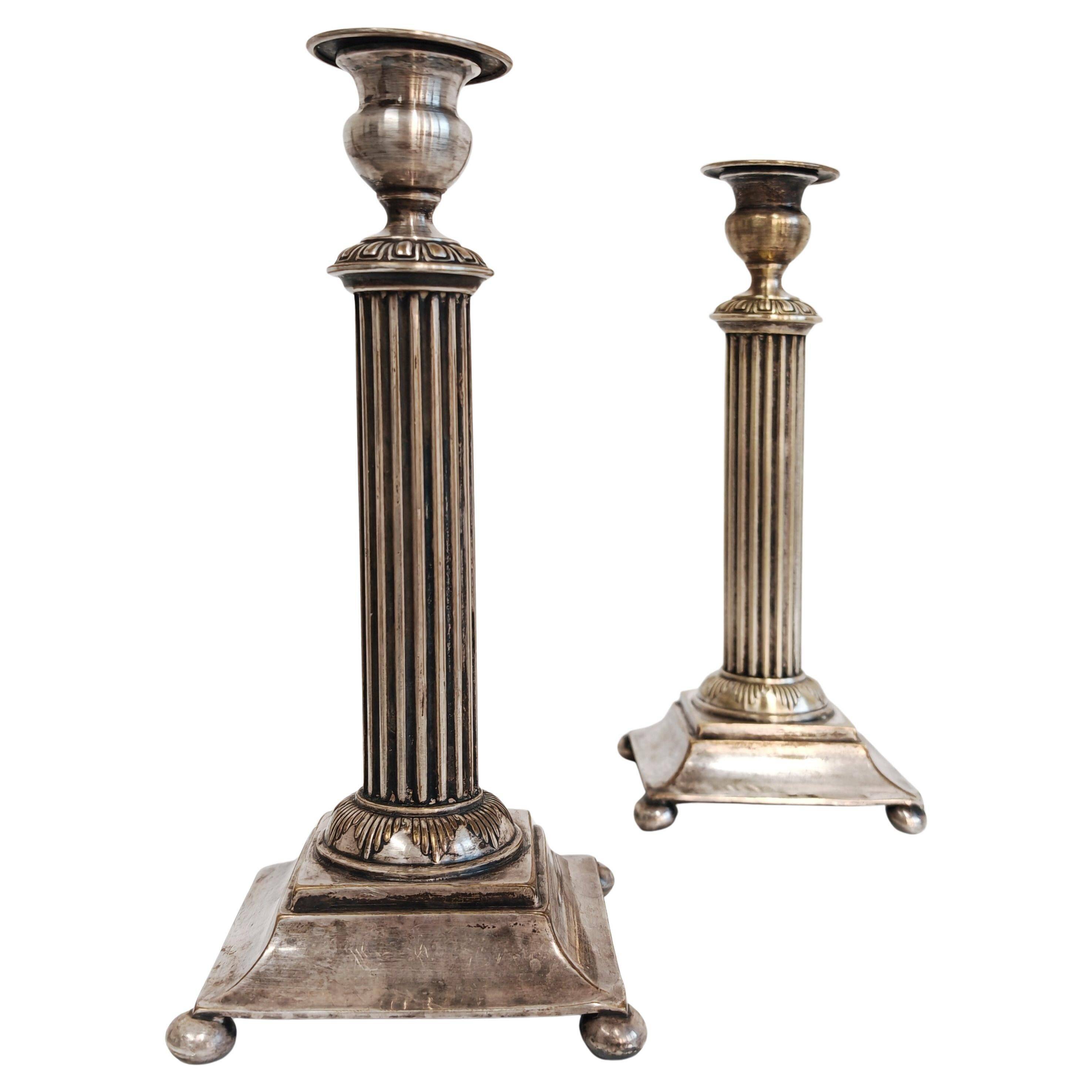 Pair of antique silver candlesticks Diana Silver Vienna 19th century