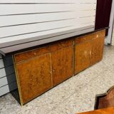 Modernist Sideboard in Radica and Gilded Metal, 1970s