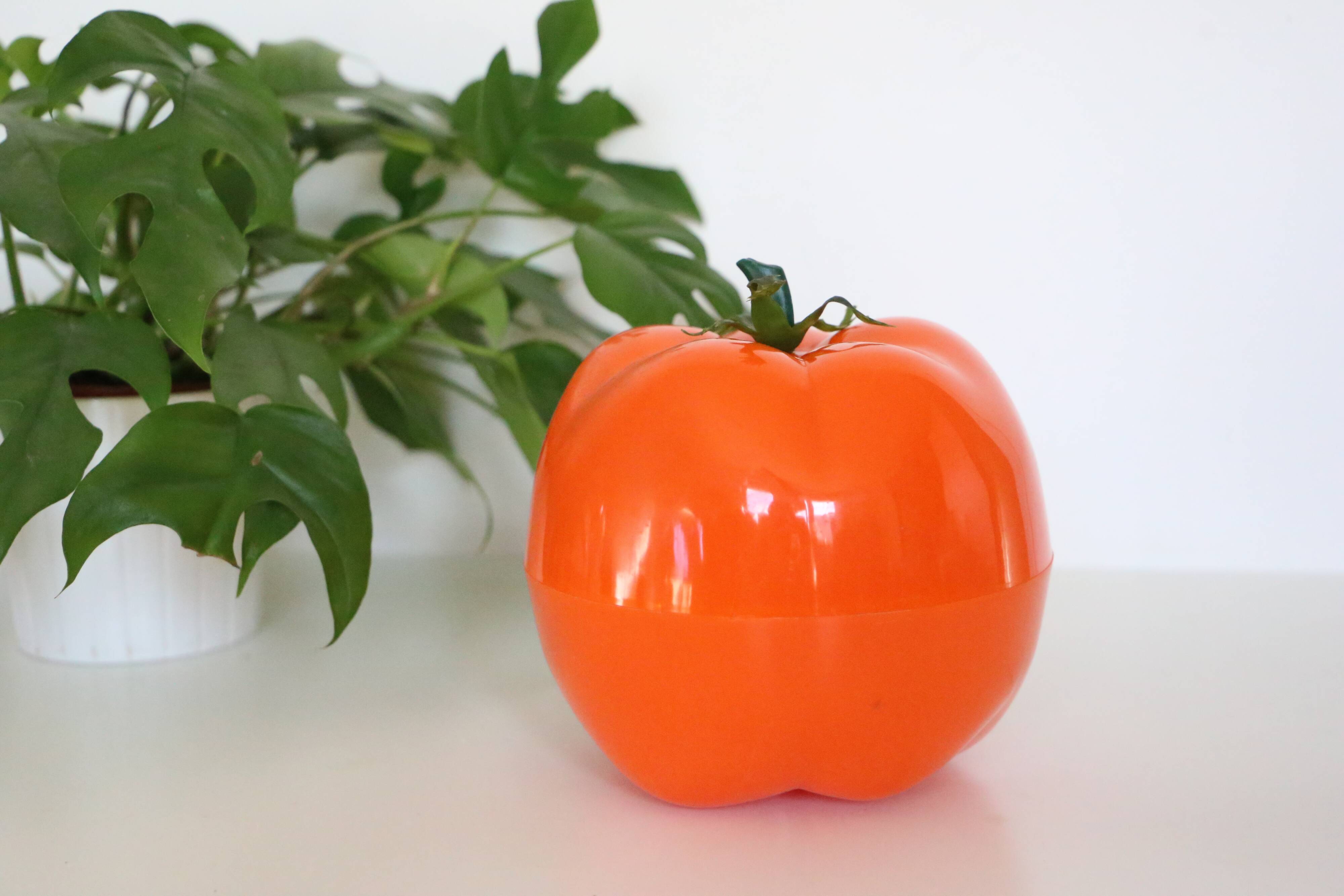 Orange tomato ice bucket, vintage