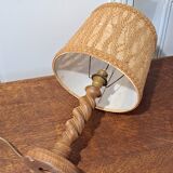 Turned wood base lamp