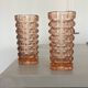 Paire de vase en verre moulé rose