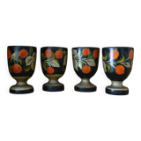 Set of 4 painted wooden egg cups