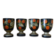 Set of 4 painted wooden egg cups
