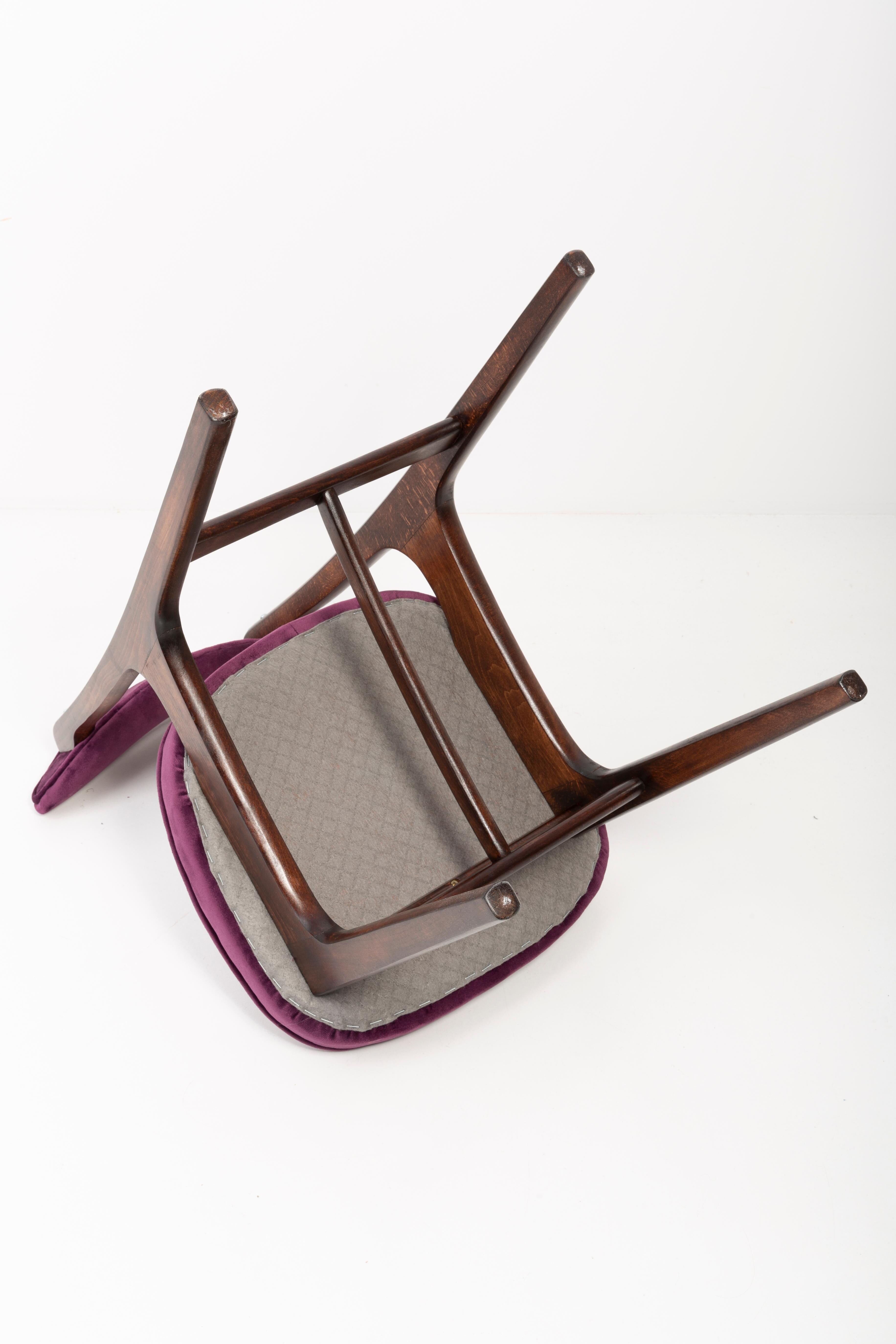 Chair by Rajmund Halas in purple velvet from the 20th century, 1960s.