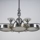Art Deco Italian Chandelier in Nickel Brass and Frosted Glass, 1930s