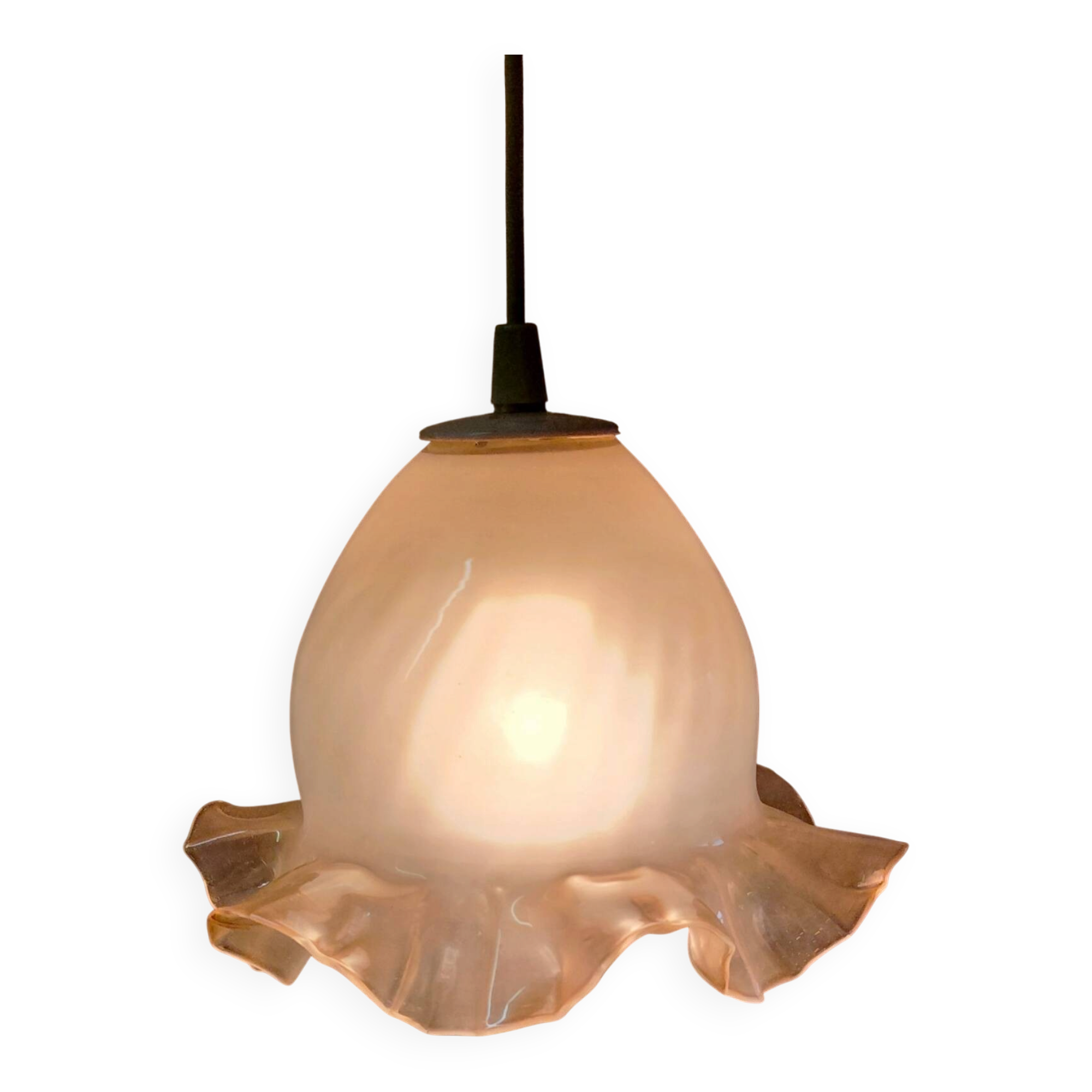 Suspended glass globe with a frill - mid 20th century