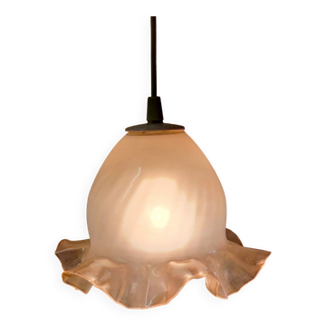 Suspension globe en verre juponné - mid. XXeme