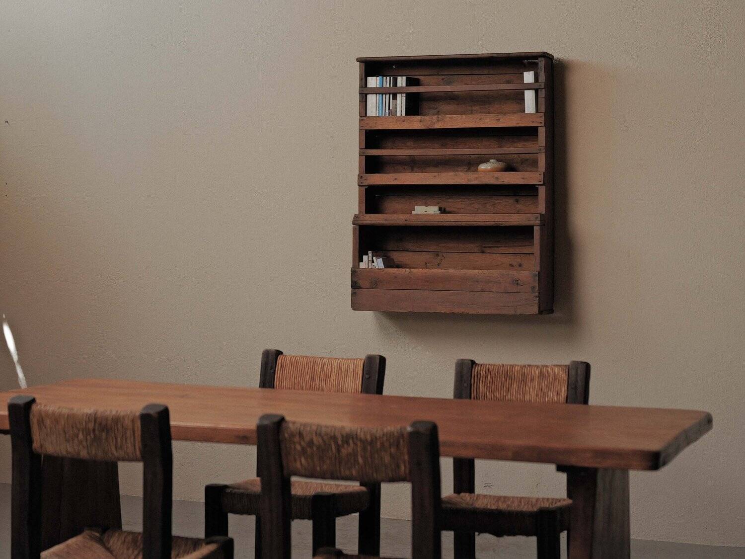 Antique solid wood wall shelf, France, 19th century