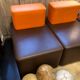 Pair of vintage steelcase armchairs in imitation leather