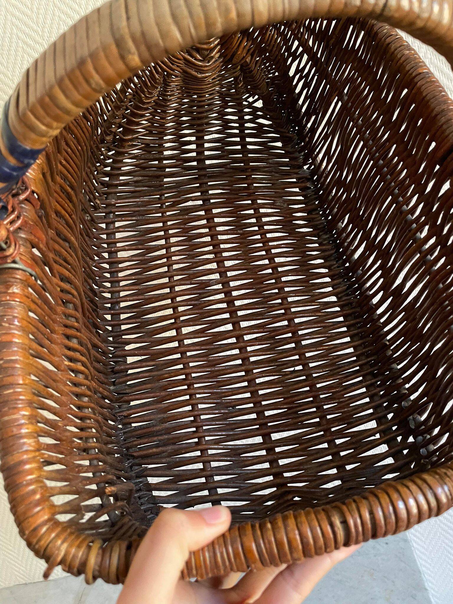 Brown wooden wicker basket