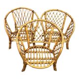 Trio of rattan armchairs