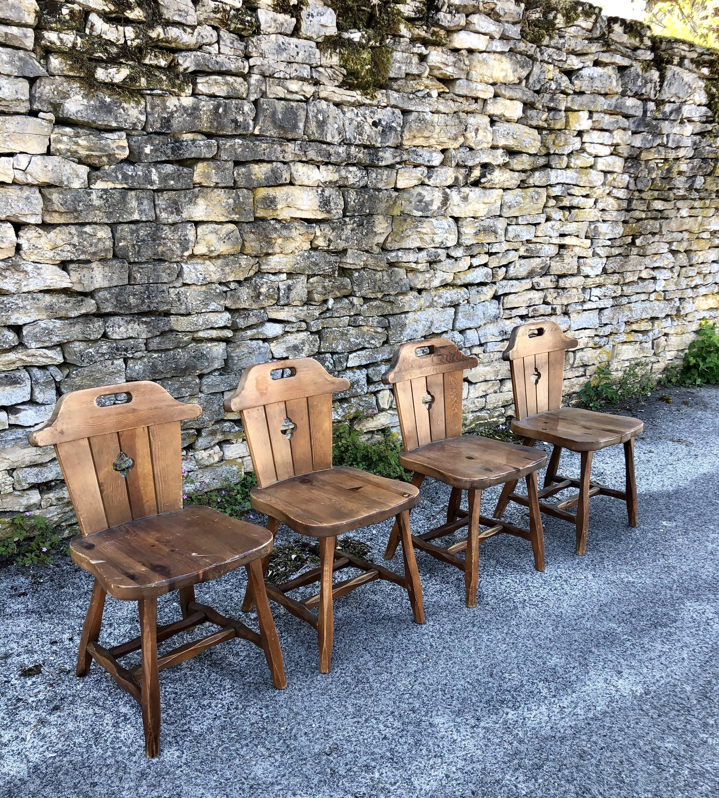 4 rustic mountain chair 60/70 years