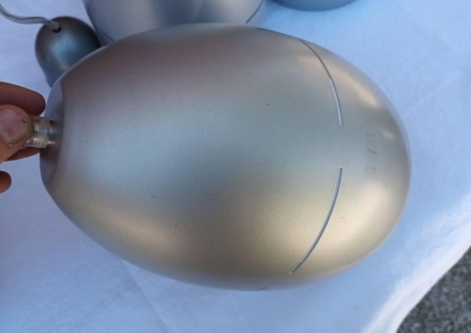 4 space age grey metal pendant lights