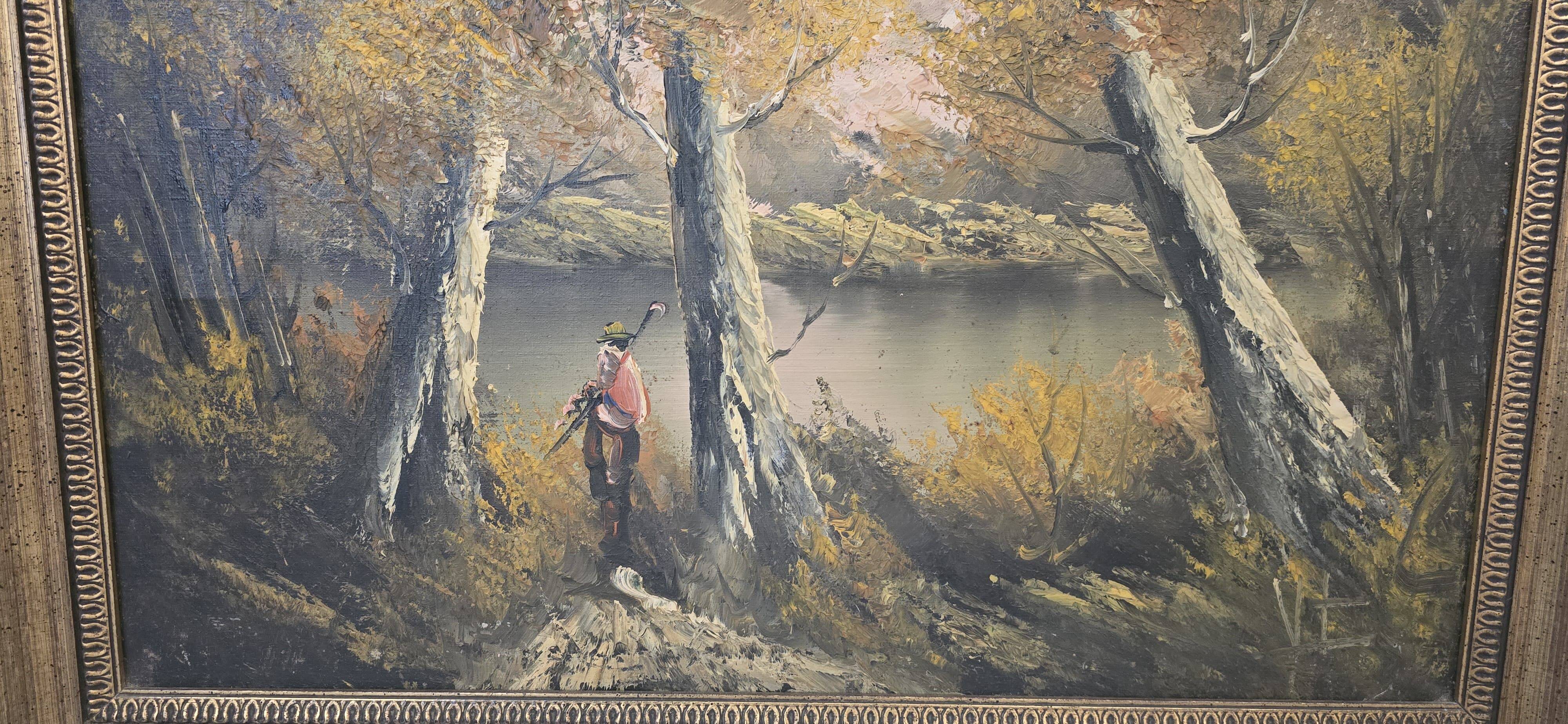 Dipinto d’atmosfera "Paesaggio Autunnale" – Vintage anni '70 con Cornice Do