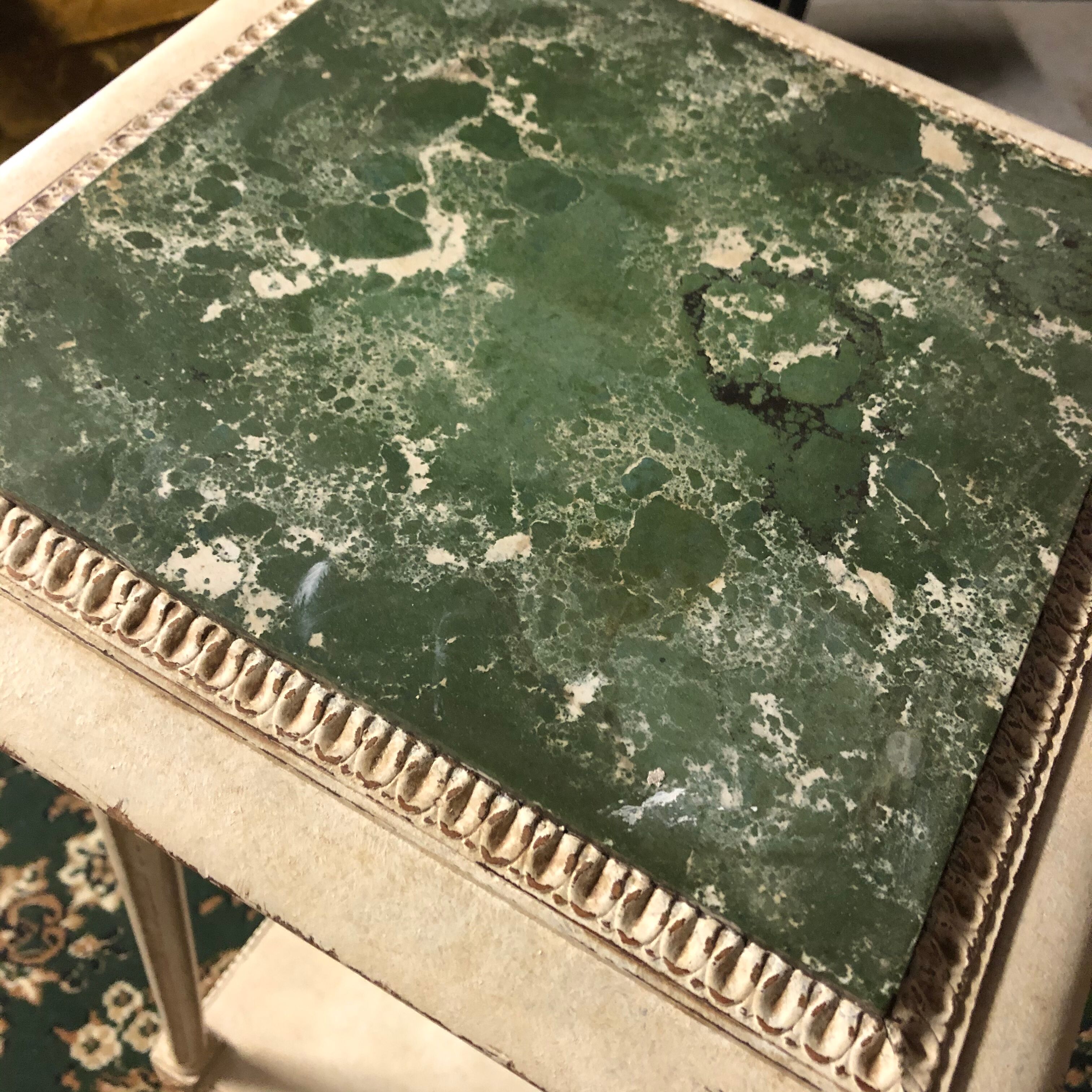 Old wooden harness antique patina and green stone