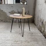 Wicker and metal coffee table from the 1950s