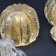 Set of 3 gold Ercole Barovier "Bullicante" Murano glass vases for Barovier & Toso