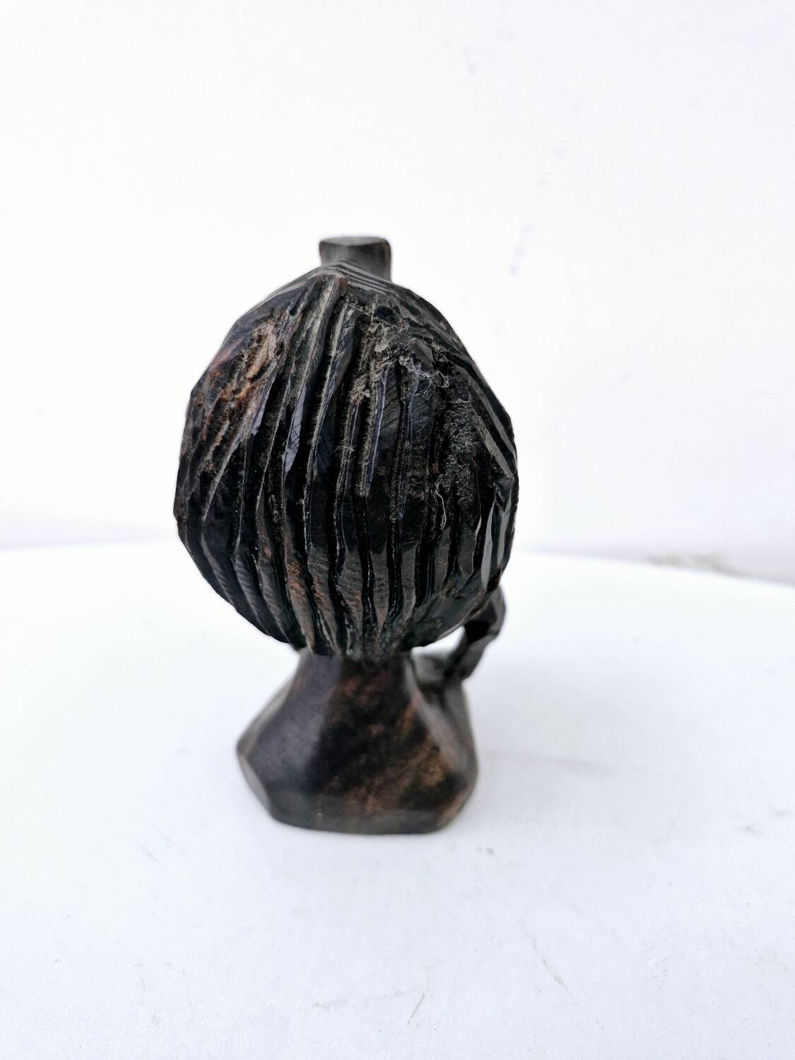 African woman bust in ebony wood hand carved ethnic art
