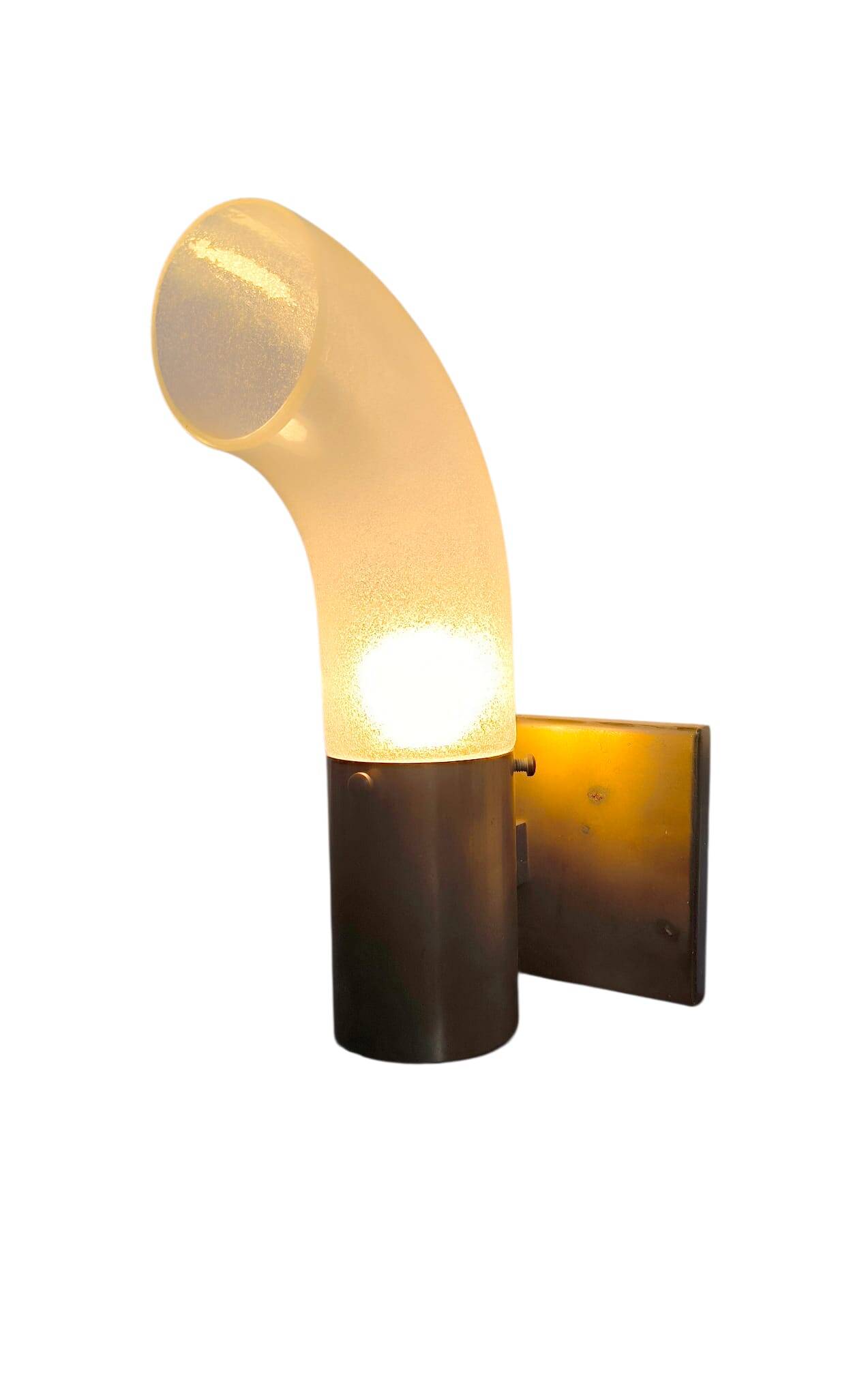 Brass and Pulegoso Glass Wall Lamp attributed to Aldo Nason for Mazzega 1960s