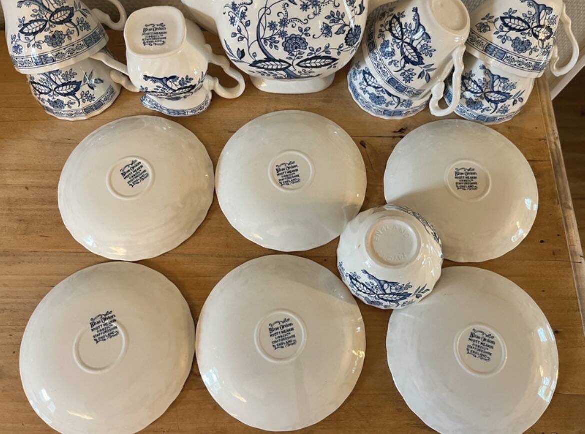 Blue Onion tea service by Myott Meakin 1982