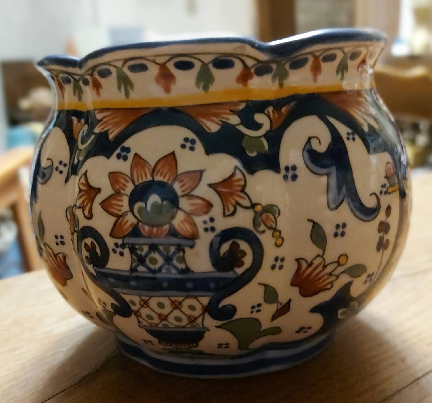 Rouen earthenware flowerpot