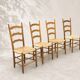 Set of 4 rustic straw chairs in solid wood – France, 1950s-19