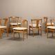 Brutalist Dining Chairs in style of Henning Kjærnulf in Oak and Bouclé