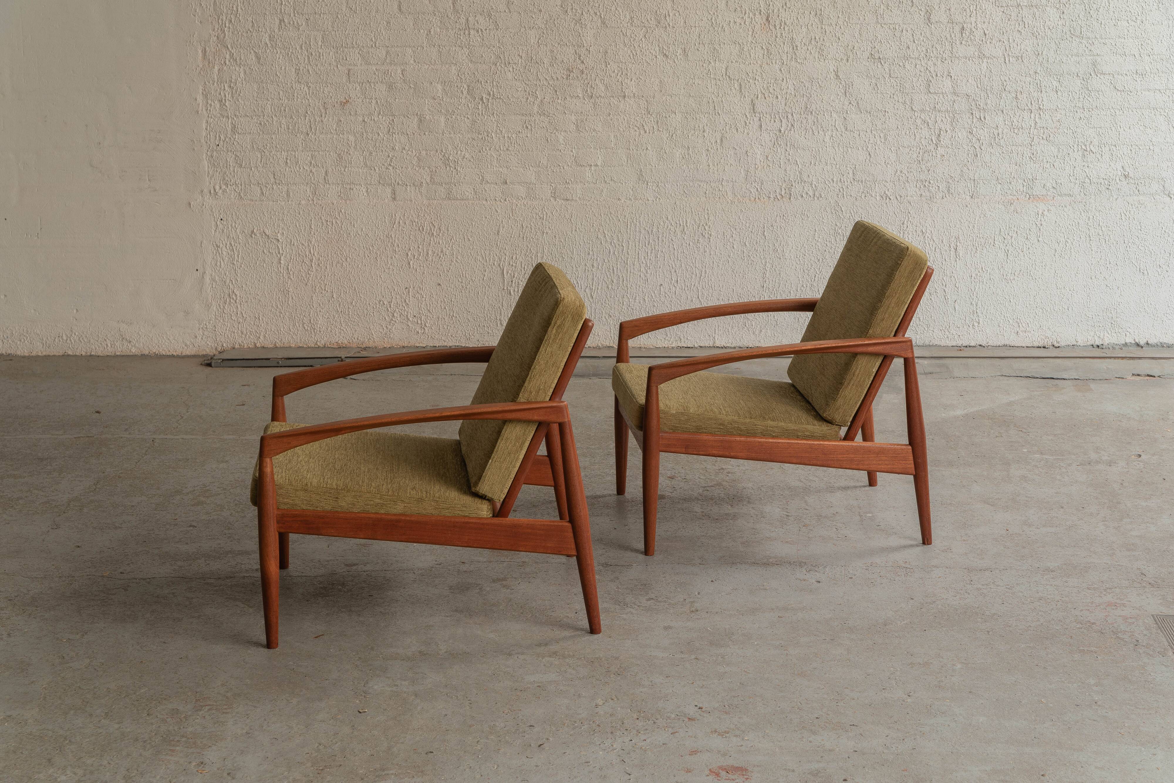 Set of 2 paperknife easy chairs by Kai Kristiansen, Denmark, 1960's