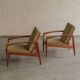 Set of 2 paperknife easy chairs by Kai Kristiansen, Denmark, 1960's