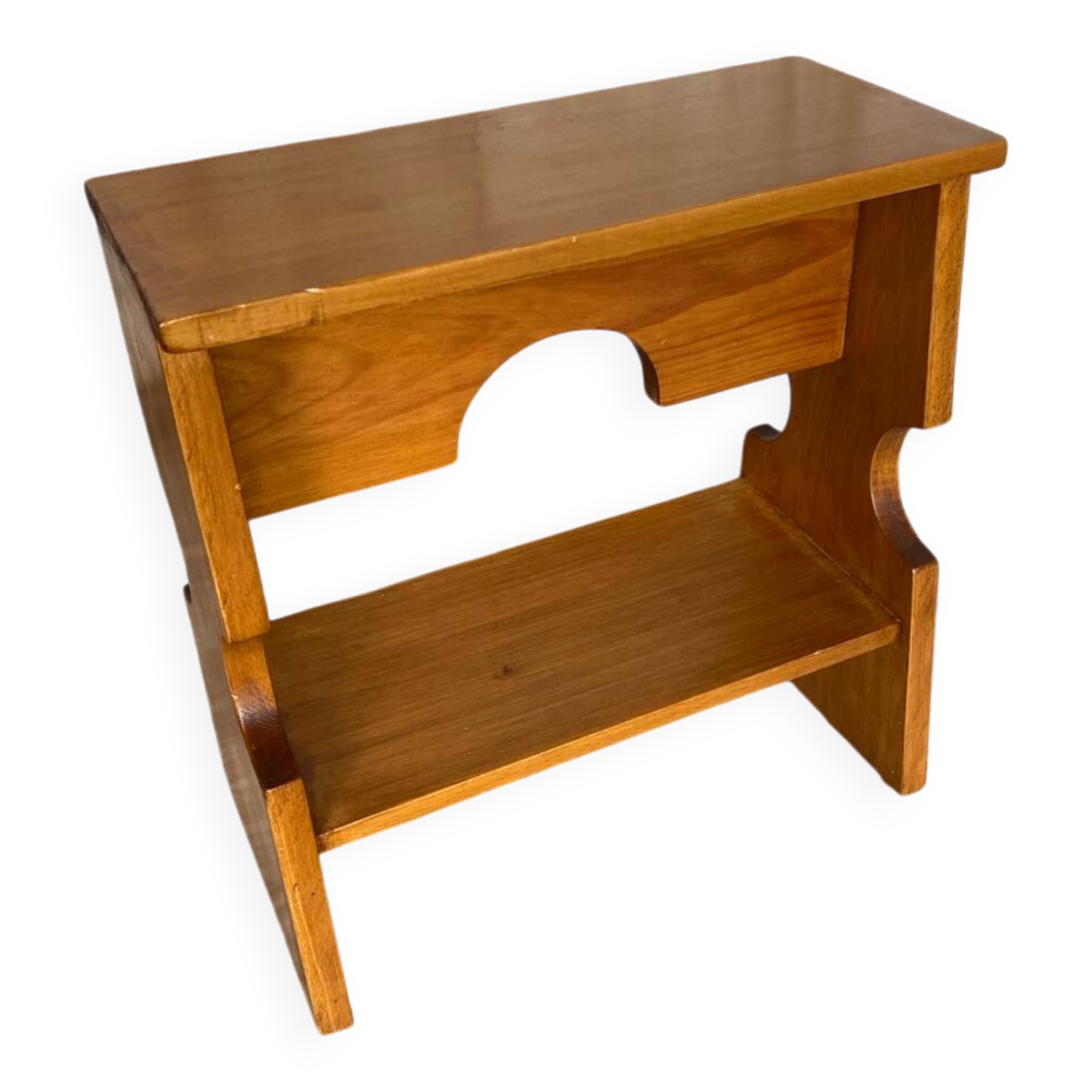 Accent Furniture Stool Wood Brutalist Vintage #D623