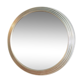 Mirror round surround patinated gilded brass metal