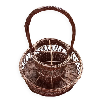 Vintage 50s 60s wicker rattan portable bar