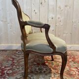 Sofa - Louis XV style bench in green velvet